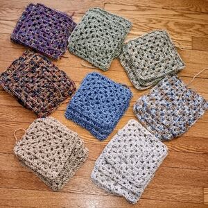 24 Piece Granny Squares Bundle~Earthtones Neutral Colors Handmade